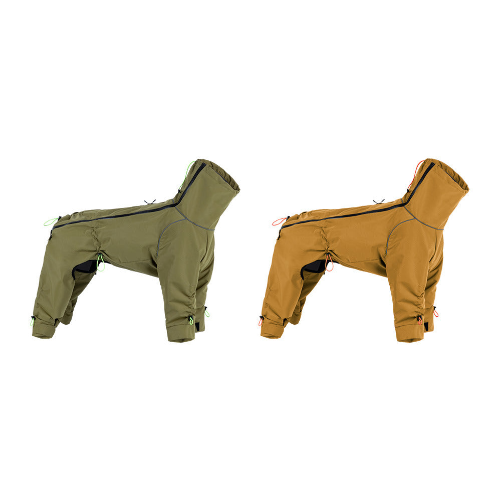 Large dog four-legged jacket Windproof turtleneck sweater Outdoor warm all-inclusive dog clothing Pet clothing